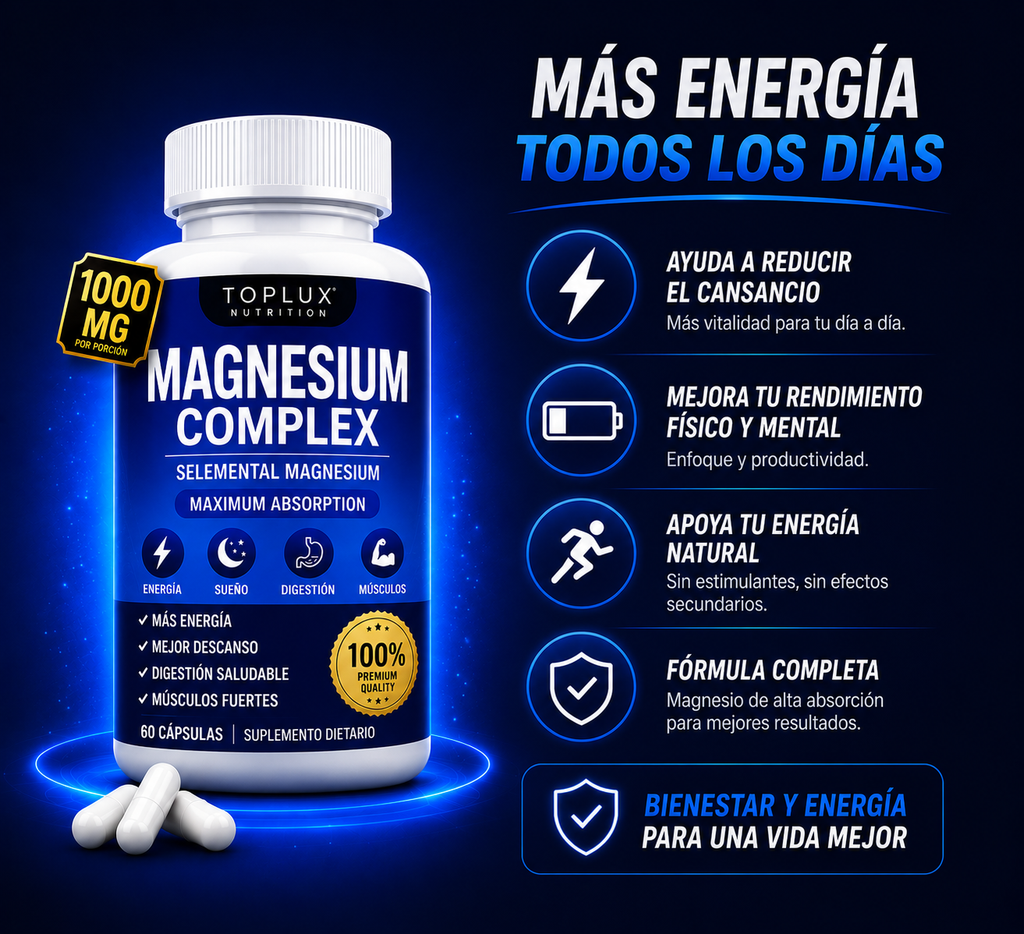 Complex Magnesium 8 en 1™  Recupera tu energía, duerme mejor y apoya tu bienestar todos los días. ✨