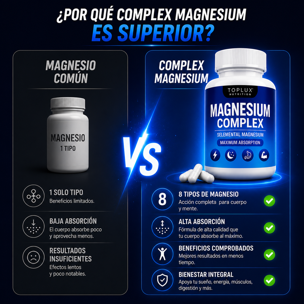 Complex Magnesium 8 en 1™  Recupera tu energía, duerme mejor y apoya tu bienestar todos los días. ✨